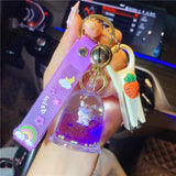 Cartoon Oil Unicorn Lighthouse Floating Bottle Keychain Liquid Clock Pendant