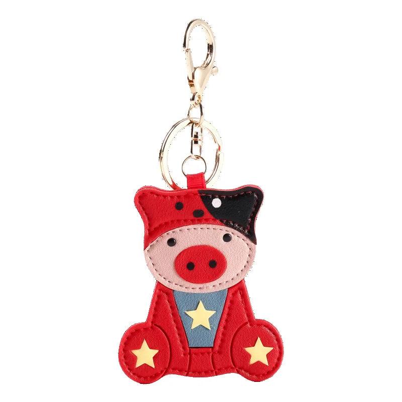 Pink Pig Pu Leather Defense Keychain Belt For Woman Gift