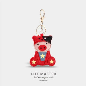 Pink Pig Pu Leather Defense Keychain Belt For Woman Gift