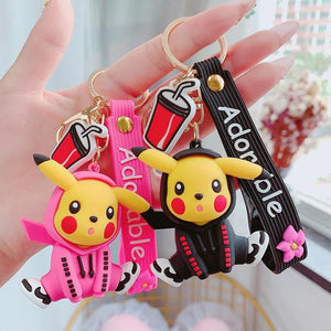 Anime Tide Pikachu Silicone Keychain Women's Schoolbag Pendant