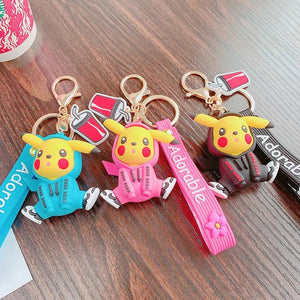 Anime Tide Pikachu Silicone Keychain Women's Schoolbag Pendant