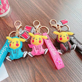 Anime Tide Pikachu Silicone Keychain Women's Schoolbag Pendant