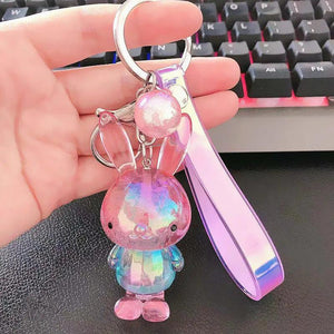 Colorful Bunny Keychain Rabbit Crystal Acrylic Doll Pendant Car Key Chain Ring