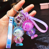 Colorful Bunny Keychain Rabbit Crystal Acrylic Doll Pendant Car Key Chain Ring