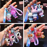 Colorful Bunny Keychain Rabbit Crystal Acrylic Doll Pendant Car Key Chain Ring