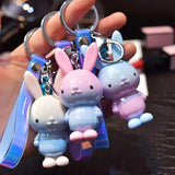 Colorful Bunny Keychain Rabbit Crystal Acrylic Doll Pendant Car Key Chain Ring