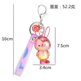 Colorful Bunny Keychain Rabbit Crystal Acrylic Doll Pendant Car Key Chain Ring