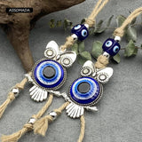 Hemp Rope Owl Evil Eye Keychain Lucky Eye Bag Car Key Pendant Gift