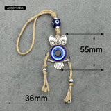 Hemp Rope Owl Evil Eye Keychain Lucky Eye Bag Car Key Pendant Gift