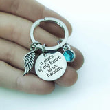 Heaven in My Heart Keychain with Angel Wing & Birthstone