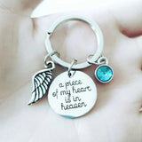 Heaven in My Heart Keychain with Angel Wing & Birthstone