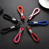 Hand Woven Leather Rope Key Chain Horseshoe Buckle Car Keychains