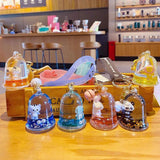Jelly Bottle Keychain Panda Cat Lion Tiger Rabbit Doll Key Ring