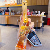 Jelly Bottle Keychain Panda Cat Lion Tiger Rabbit Doll Key Ring