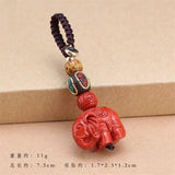 Pixiu Red Cinnabar Amulet Keychain Charm Hand-Carved Woman