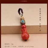 Pixiu Red Cinnabar Amulet Keychain Charm Hand-Carved Woman