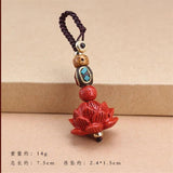 Pixiu Red Cinnabar Amulet Keychain Charm Hand-Carved Woman