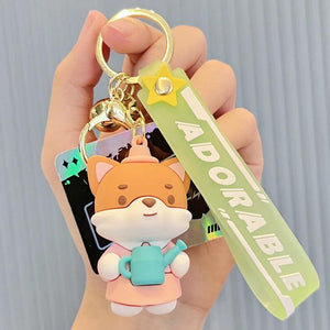 Shiba Inu Key Chain Set - Cute Farm Animal Key Holder for Women