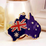 Australia Flag Keychain Rhinestone Keyring Holder