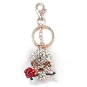 Rhinestone Crystal Rose Flower Key Chain Bag Car Charm Metal Gift