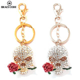 Rhinestone Crystal Rose Flower Key Chain Bag Car Charm Metal Gift