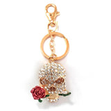 Rhinestone Crystal Rose Flower Key Chain Bag Car Charm Metal Gift