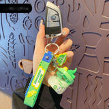 Milk Bottle Key Chains Pearl Quicksand Dinosaur Doll Keyring Bag Pendant