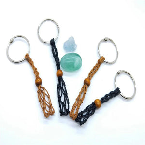 Crystal Cage Pouch Macrame Net Holder Keyring 28-43mm