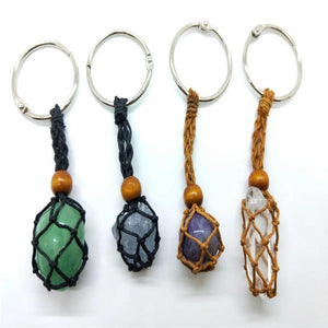 Crystal Cage Pouch Macrame Net Holder Keyring 28-43mm