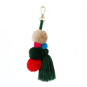 Boho Style Fur Ball Bag Charm Keychain Pendant