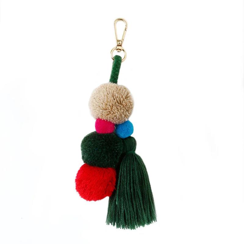Boho Style Fur Ball Bag Charm Keychain Pendant