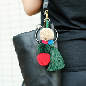 Boho Style Fur Ball Bag Charm Keychain Pendant