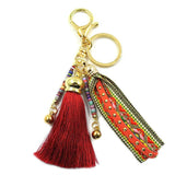 Colorful Boho Ribbon Tassel Key Chain for Women