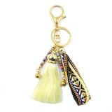 Colorful Boho Ribbon Tassel Key Chain for Women