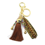 Colorful Boho Ribbon Tassel Key Chain for Women