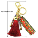Colorful Boho Ribbon Tassel Key Chain for Women