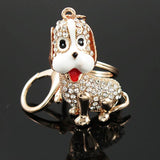 Crystal Dog Keychains Puppy Buckle Keys Holder Keyring Women Bag Char