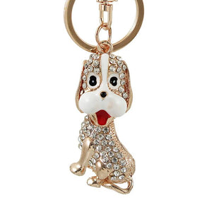 Crystal Dog Keychains Puppy Buckle Keys Holder Keyring Women Bag Char