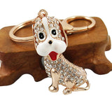 Crystal Dog Keychains Puppy Buckle Keys Holder Keyring Women Bag Char