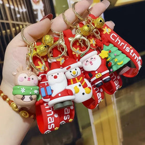 Christmas Santa Elk Snowman Keychain Pendant