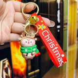 Christmas Santa Elk Snowman Keychain Pendant