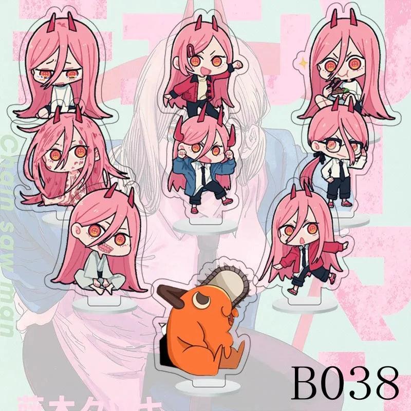 Chainsaw Man Anime Stand Plate Keychain Cosplay Pochita Power Makima Figure
