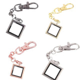 Square Alloy Floating Charm Locket Keychain Glass Pendant Jewelry Making