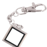 Square Alloy Floating Charm Locket Keychain Glass Pendant Jewelry Making
