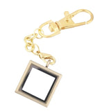 Square Alloy Floating Charm Locket Keychain Glass Pendant Jewelry Making