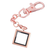 Square Alloy Floating Charm Locket Keychain Glass Pendant Jewelry Making