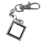 Square Alloy Floating Charm Locket Keychain Glass Pendant Jewelry Making