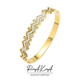 Waterproof Wave Zircon Bracelet Stainless Steel Bangle