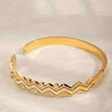Waterproof Wave Zircon Bracelet Stainless Steel Bangle