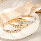Waterproof Wave Zircon Bracelet Stainless Steel Bangle